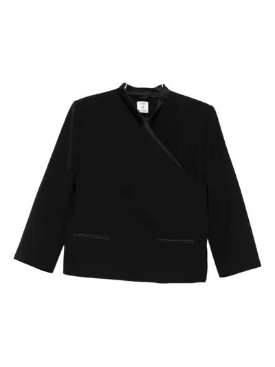 Casablanca Satin-trimmed Wrap Jacket In Black