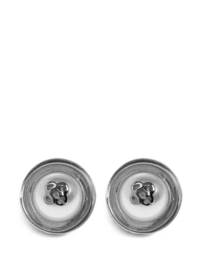 Casablanca Sci-fi Logo-plaque Stud Earrings In Silver