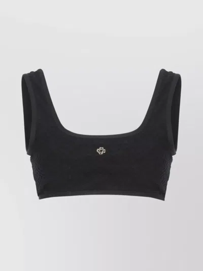 Casablanca Scoop Neck Shoulder Straps Sleeveless Top In Black