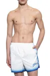 Casablanca White Swim Shorts With Elastic Waist And Logo Print On The Front In Tech Fabric Man In Blu