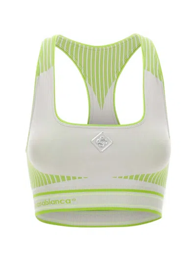 Casablanca Square Neck Sleeveless Striped Racerback Top In White