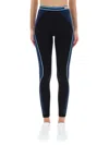 Casablanca Seamless High-waisted Leggings With Ribbed Texture Panels In Blue