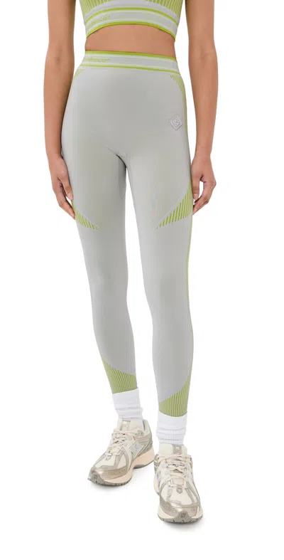 Casablanca Seamless Leggings Grey/lime In Gray