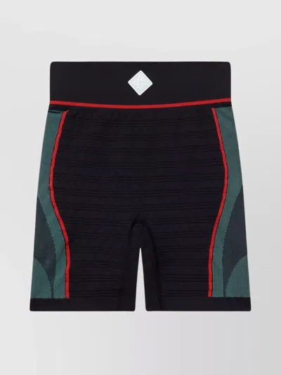 Casablanca Seamless Ribbed Stretch Shorts In Black