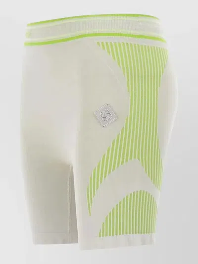 Casablanca Seamless Ribbed Stretch Shorts Striped Detail