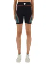 Casablanca Seamless Ribbed Stretch Shorts In Black