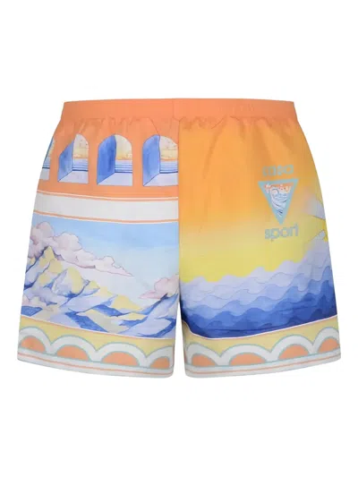 Casablanca Seascape-print Swim Shorts In Orange