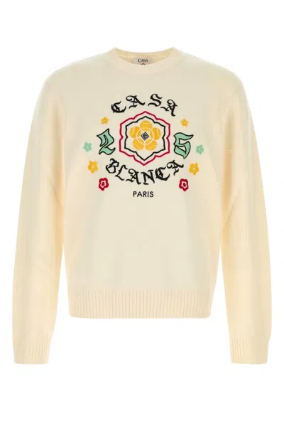 Casablanca Merino Wool Sweater For Men In White