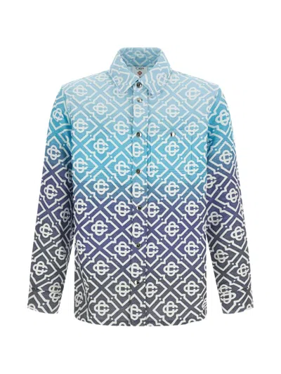 Casablanca Light Blue And Purple Monogram Cotton Jacket In Multi