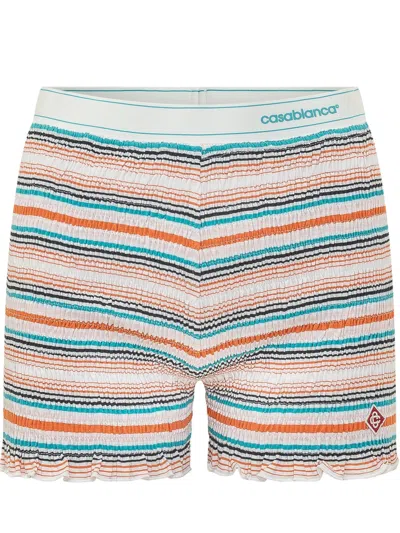 Casablanca Shirred Mini Shorts In Stripe