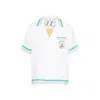 Casablanca Mens Tbc Cuban-collar Graphic-pattern Silk Shirt In White