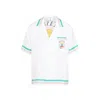 Casablanca Mens Tbc Cuban-collar Graphic-pattern Silk Shirt In White