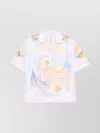 Casablanca Printed Swim Open Collar Shirt In White