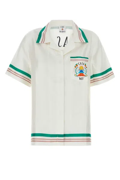 Casablanca Gradient-effect Heart-monogram Shirt In White