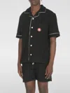 Casablanca Black Shirt With Classic Lapels And All-over Embossed Monogram In Black