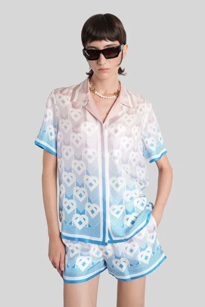 Casablanca Shirt In Multicolor Silk In Blue