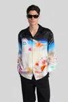 Casablanca Mens Galactic Connection Cuban-collar Graphic-pattern Silk Shirt In Neutral