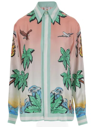 CASABLANCA CASABLANCA SHIRT IN PURE SILK WITH GRAPHIC PRINT