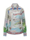 Casablanca Womens Le Passage Cuban-collar Silk Shirt In Multicolor