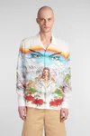 Casablanca Mens Chateau Marmont Camp-collar Graphic-pattern Linen Shirt In Multicolor