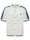 Casablanca Contrasting Trims Chest Pocket Logo-embroidered Short-sleeve Button-up Shirt In Blue