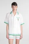 Casablanca Silk Shirt With Graphic Print And Chest Pocket In White