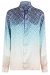 Casablanca Gradient Silk Shirt With Classic Collar In Blue Gradient