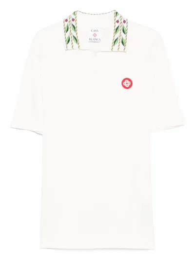 Casablanca Men Shirt With Embroidered Collar In White