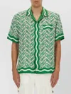 Casablanca Mens Green Ping Pong Ping Pong Monogram Cuban-collar Short-sleeve Silk Shirt In Green