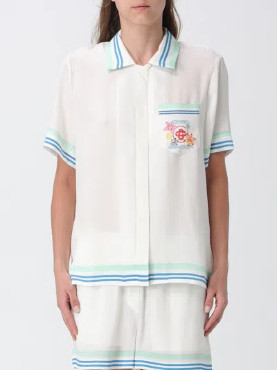 Casablanca Dance Joy Cuban Collar Ss Shirt In Neutral