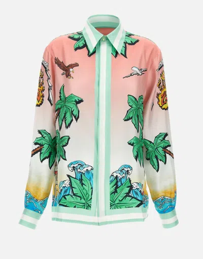 Casablanca Graphic Print Long Sleeve Shirt In Multicolor