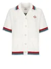 Casablanca Womens Sporty Faux Crochet Cotton-knit Shirt White In Neutral