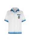 Casablanca White Shirt With Cuban Collar And Maxi Logo Printed On The Back In Silk Man