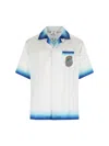 Casablanca White Shirt With Cuban Collar And Maxi Logo Printed On The Back In Silk Man In Multi