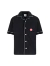 Casablanca Black Shirt With Classic Lapels And All-over Embossed Monogram