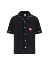 Casablanca Black Shirt With Classic Lapels And All-over Embossed Monogram