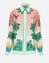 Casablanca Shirt In Pure Silk With Graphic Print
