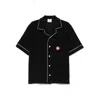 Casablanca Black Shirt With Classic Lapels And All-over Embossed Monogram In Black