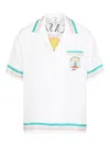 Casablanca Mens Tbc Cuban-collar Graphic-pattern Silk Shirt In White