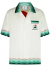 Casablanca Convertible-collar Printed Silk-twill Shirt In White