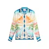 Casablanca Tennis Club Convertible-collar Printed Silk-twill Shirt In Multi