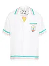 Casablanca Mens Tbc Cuban-collar Graphic-pattern Silk Shirt In White