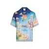 Casablanca Cuban Short Sleeve Silk Shirt In Blue