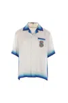 Casablanca White Shirt With Cuban Collar And Maxi Logo Printed On The Back In Silk Man In Red