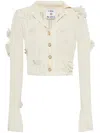Casablanca Short Cardigan In Knitwear With Flowers In White
