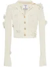 Casablanca Short Cardigan In Knitwear With Flowers In White