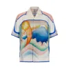 Casablanca Mens Fuji Dream Cuban Collar Printed Silk Shirt In White