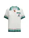 Casablanca White Montagne Ondulee Silk Short Sleeve Shirt In White