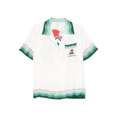 CASABLANCA SHIRTS WHITE, GREEN