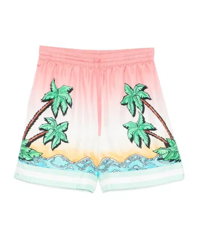 Casablanca Palms Tennis Club Twill Shorts In Pink